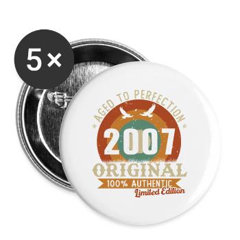 18 Ans 2007 Vintage Rétro Cadeau d’anniversaire - Lot de 5 grands badges (56 mm) - blanc - Devant