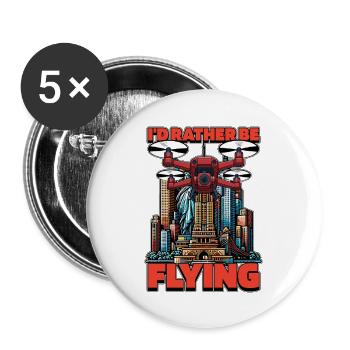 Drone Enthusiast I'd Rather Be Flying Aviation - Buttons groß 56 mm (5er Pack) - Weiß - Vorne