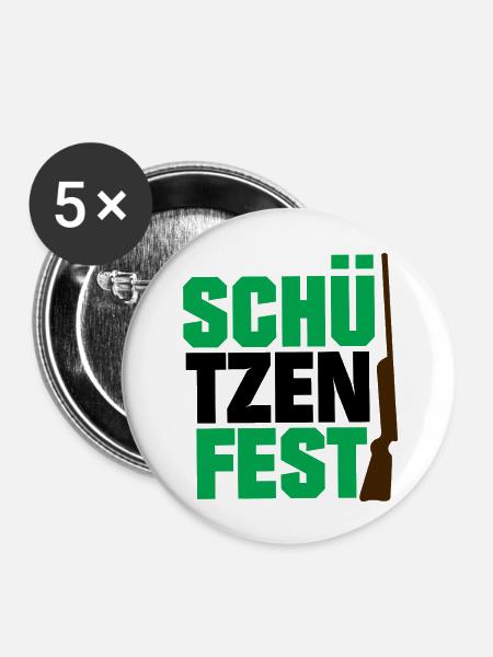 Schützenfest - Buttons groß 56 mm (5er Pack) - Weiß