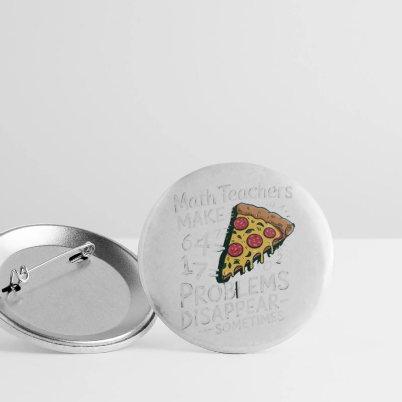Funny Math Teacher Design Pizza & Problem Solving Buttons large 2.2''/56 mm (5-pack)