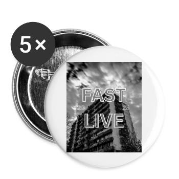 Good Feelings in einem Fast Life Design - Buttons groß 56 mm (5er Pack) - Weiß - Vorne