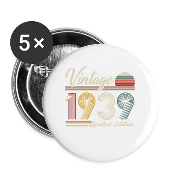 1939 Vintage Retro Geburtstagsgeschenk - Buttons groß 56 mm (5er Pack) - Weiß - Vorne