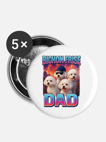 Bichon Frisé - Buttons groß 56 mm (5er Pack) - Weiß