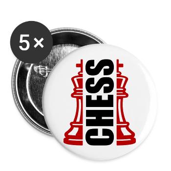 Schach König Verein - Buttons groß 56 mm (5er Pack) - Weiß - Vorne