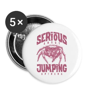 Ernsthaft über springende Spinnen Haustierspinnenbesitzer - Buttons groß 56 mm (5er Pack) - Weiß - Vorne