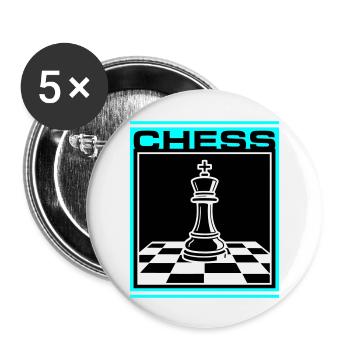 Schach König Chess - Buttons groß 56 mm (5er Pack) - Weiß - Vorne