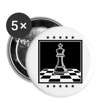 Schach König Chess - Buttons groß 56 mm (5er Pack) - Weiß - Vorne