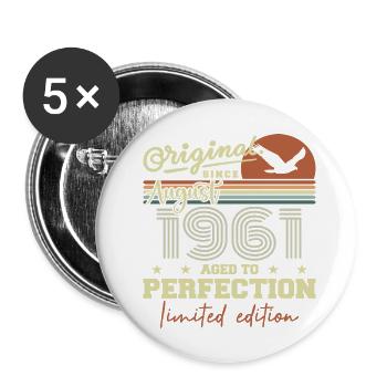 Août 1961 Anniversaire Août 1961 Vintage Août 1961 - Lot de 5 grands badges (56 mm) - blanc - Devant