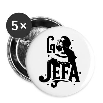 La Jefa Citation espagnole drôle pour une femme mexicaine forte - Lot de 5 grands badges (56 mm) - blanc - Devant