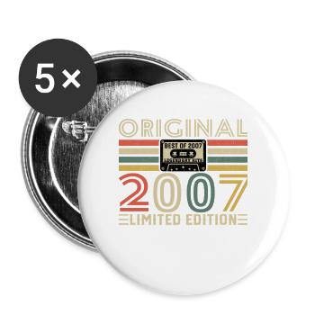 18 Ans 2007 Vintage Rétro Cadeau d’anniversaire - Lot de 5 grands badges (56 mm) - blanc - Devant