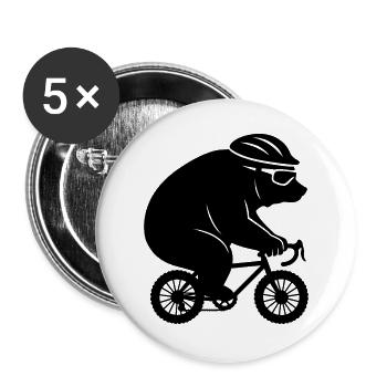 Ours géant sur un minuscule vélo de gravier - Lot de 5 grands badges (56 mm) - blanc - Devant