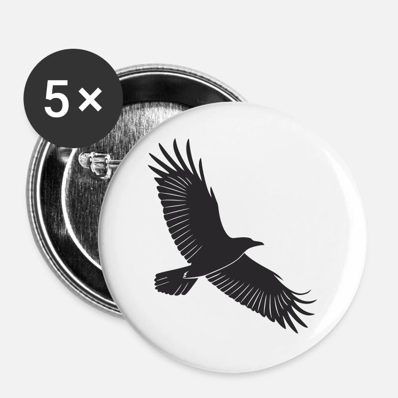 Graceful Bird Silhouette Design - Buttons large 2.2''/56 mm (5-pack) - white