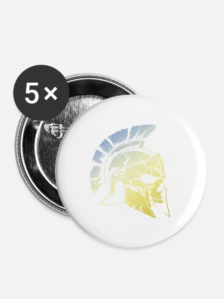 Spartaner Gladiator Skull - Buttons groß 56 mm (5er Pack) - Weiß
