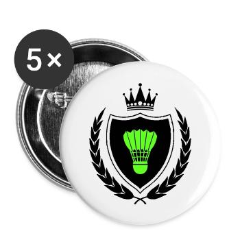 Armoiries badminton - Lot de 5 grands badges (56 mm) - blanc - Devant