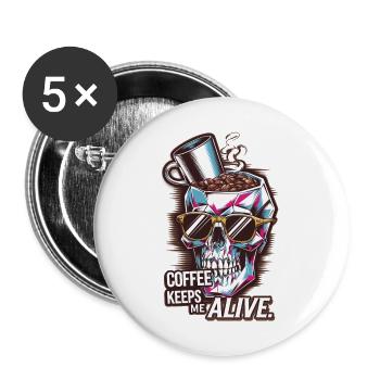 Kaffee = Leben - Buttons groß 56 mm (5er Pack) - Weiß - Vorne
