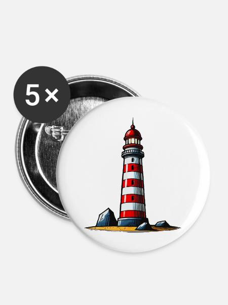 Leuchtturm - Buttons groß 56 mm (5er Pack) - Weiß
