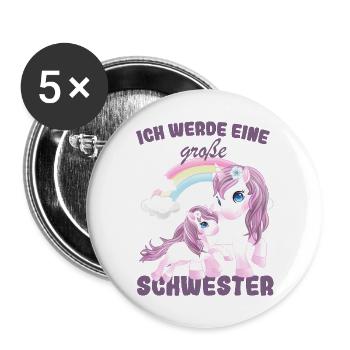 Nachwuchs Verkünden Ich Werde Große Schwester 2026 - Buttons groß 56 mm (5er Pack) - Weiß - Vorne