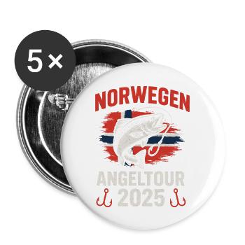 Norway Fishing Trip 2025 Fish - Buttons large 2.2''/56 mm (5-pack) - white - Front