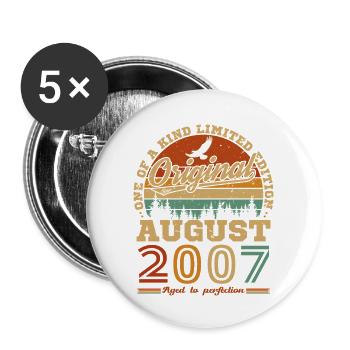 August 2007 Vintage Vintage Retro Birthday - Buttons large 2.2''/56 mm (5-pack) - white - Front