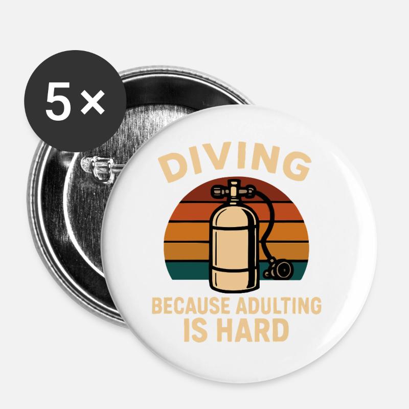 Diving Escape – When adulthood is annoying - Buttons large 2.2''/56 mm (5-pack) - white
