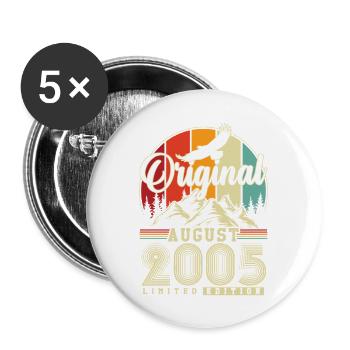 Original August 2005 Jahrgang Geburtstag - Buttons groß 56 mm (5er Pack) - Weiß - Vorne
