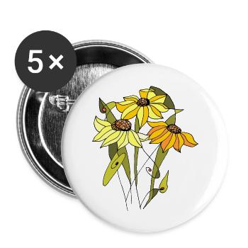 Blumen - Buttons groß 56 mm (5er Pack) - Weiß - Vorne