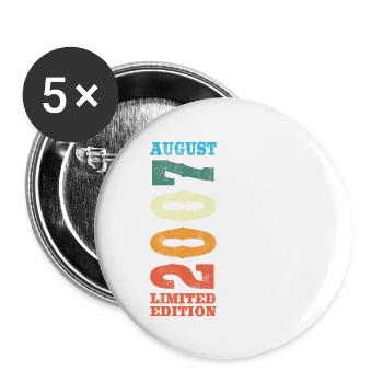 August 2007 Retro Vintage Birthday Gift - Buttons large 2.2''/56 mm (5-pack) - white - Front