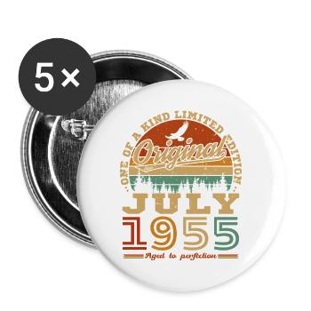 July 1955 Vintage Retro Birthday Gift - Buttons large 2.2''/56 mm (5-pack) - white - Front