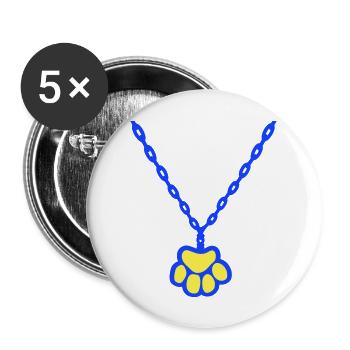 Chat patte chien animal collier ras de cou bijoux - Lot de 5 grands badges (56 mm) - blanc - Devant