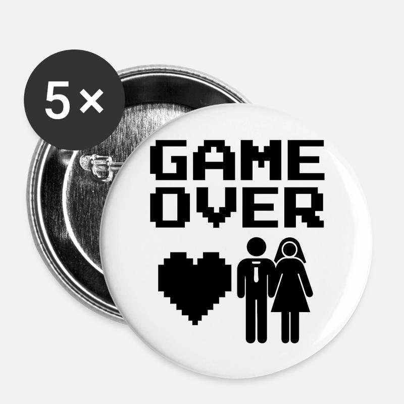 Game Over - Buttons groß 56 mm (5er Pack) - Weiß
