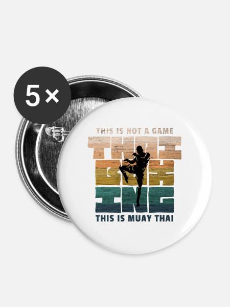 Thaiboxen, Thaiboxing, Thaiboxer - Buttons groß 56 mm (5er Pack) - Weiß