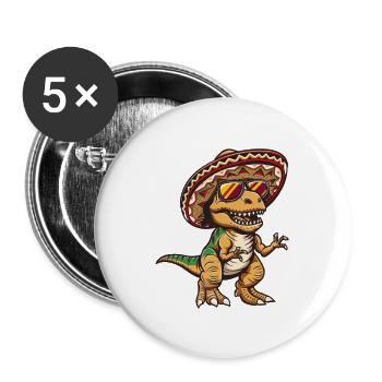 Dinosaur T-Rex Funny Sombrero - Buttons large 2.2''/56 mm (5-pack) - white - Front