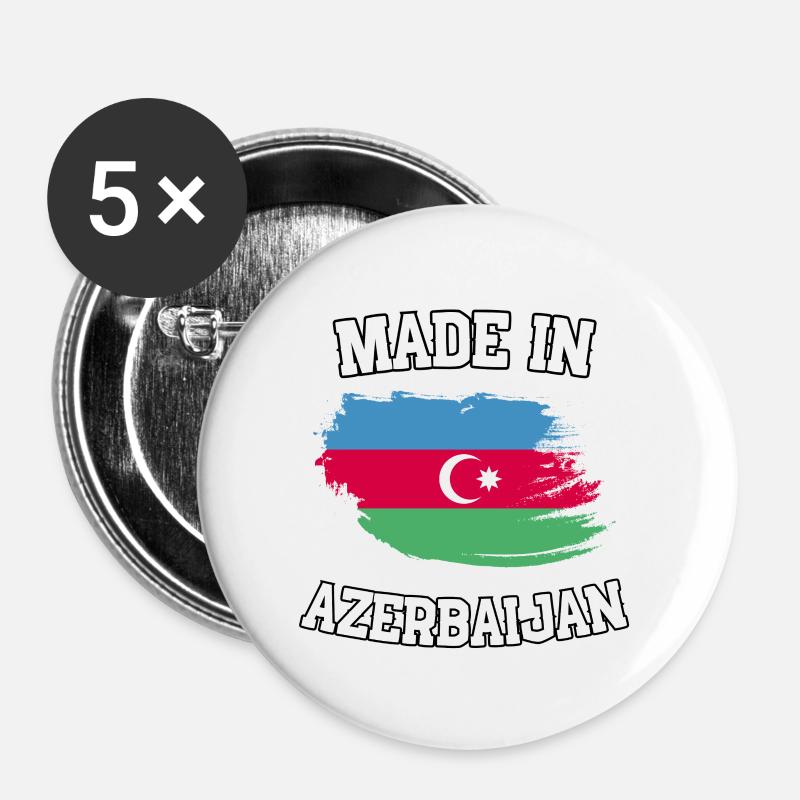 Made in Azerbaijan - Buttons large 2.2''/56 mm (5-pack) - white