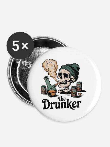 DER BETRUNKENE - Buttons groß 56 mm (5er Pack) - Weiß