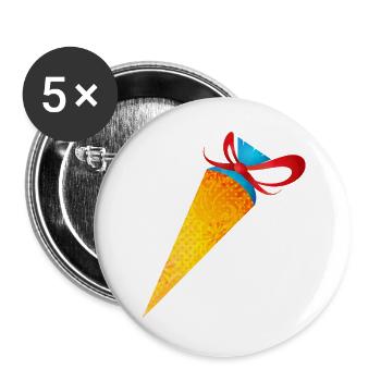 Colorful school cone with red ribbon - Buttons large 2.2''/56 mm (5-pack) - white - Front