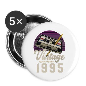 1995 Vintage Retro Birthday Gift - Buttons large 2.2''/56 mm (5-pack) - white - Front