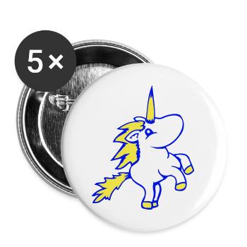 Licorne sautant sur les pattes avant cheval de dessin animé mignon - Lot de 5 grands badges (56 mm) - blanc - Devant