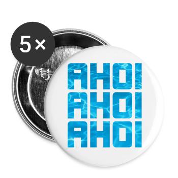 Ahoi Pool Meer Wasser maritim coole Sprüche Käptn - Buttons groß 56 mm (5er Pack) - Weiß - Vorne