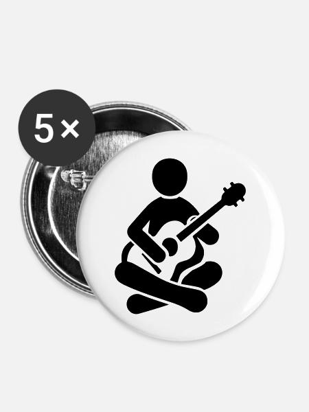 Musiker Gitarre - Buttons groß 56 mm (5er Pack) - Weiß