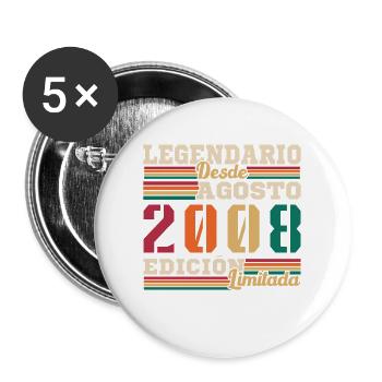 Août 2008 Rétro Vintage Cadeau d’anniversaire - Lot de 5 grands badges (56 mm) - blanc - Devant