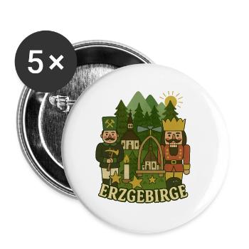 Erzgebirge Nussknacker - Buttons groß 56 mm (5er Pack) - Weiß - Vorne
