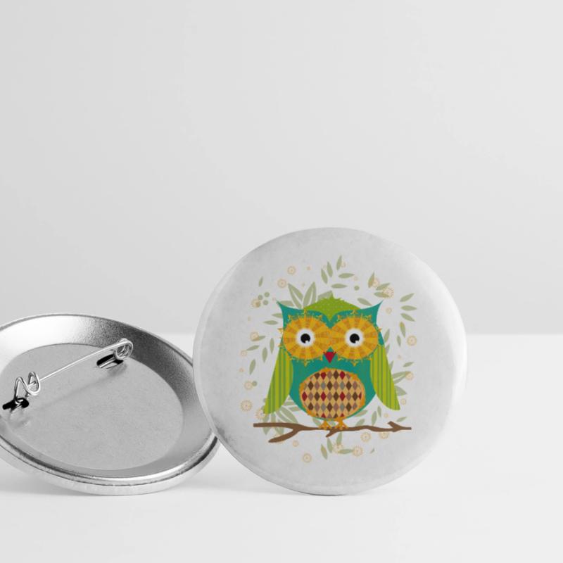 Artfully designed owl with patchwork pattern Buttons large 2.2''/56 mm (5-pack)