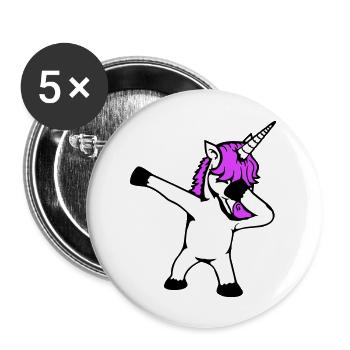 Licorne Dabbing Dab Danse Soirée Pose Geste Drôle - Lot de 5 grands badges (56 mm) - blanc - Devant