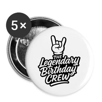 Birthday Crew Party - Buttons large 2.2''/56 mm (5-pack) - white - Front