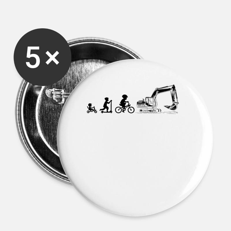 Evolution Amateurs de pelles - Lot de 5 grands badges (56 mm) - blanc