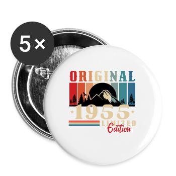 Original 1955 Jahrgang | 1955 Geburtstagsgeschenk - Buttons groß 56 mm (5er Pack) - Weiß - Vorne