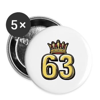 63 Zahl Krone - Buttons groß 56 mm (5er Pack) - Weiß - Vorne