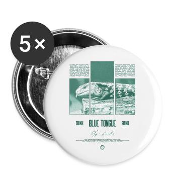 Blue Tongue Skink Reptile Keeper Streetwear - Buttons groß 56 mm (5er Pack) - Weiß - Vorne