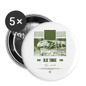 Blue Tongue Skink Reptile Keeper Streetwear - Buttons large 2.2''/56 mm (5-pack) - white - Front