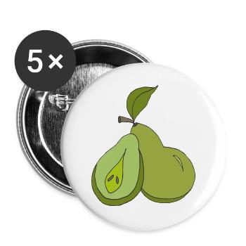 Illustration artistique de poire - Lot de 5 grands badges (56 mm) - blanc - Devant